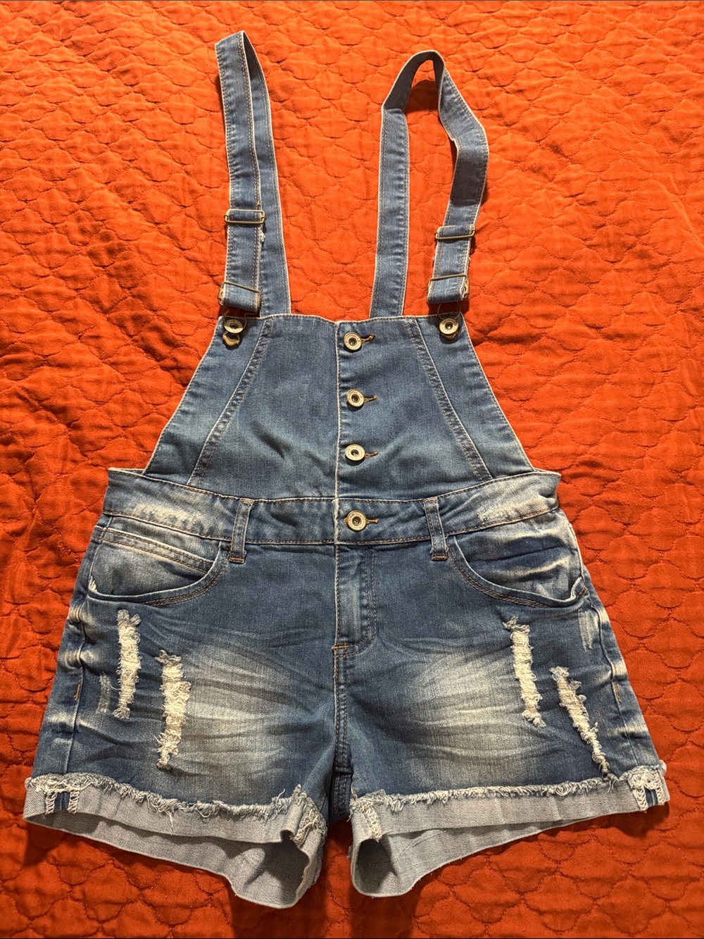 Denim Short Overalls - Blue